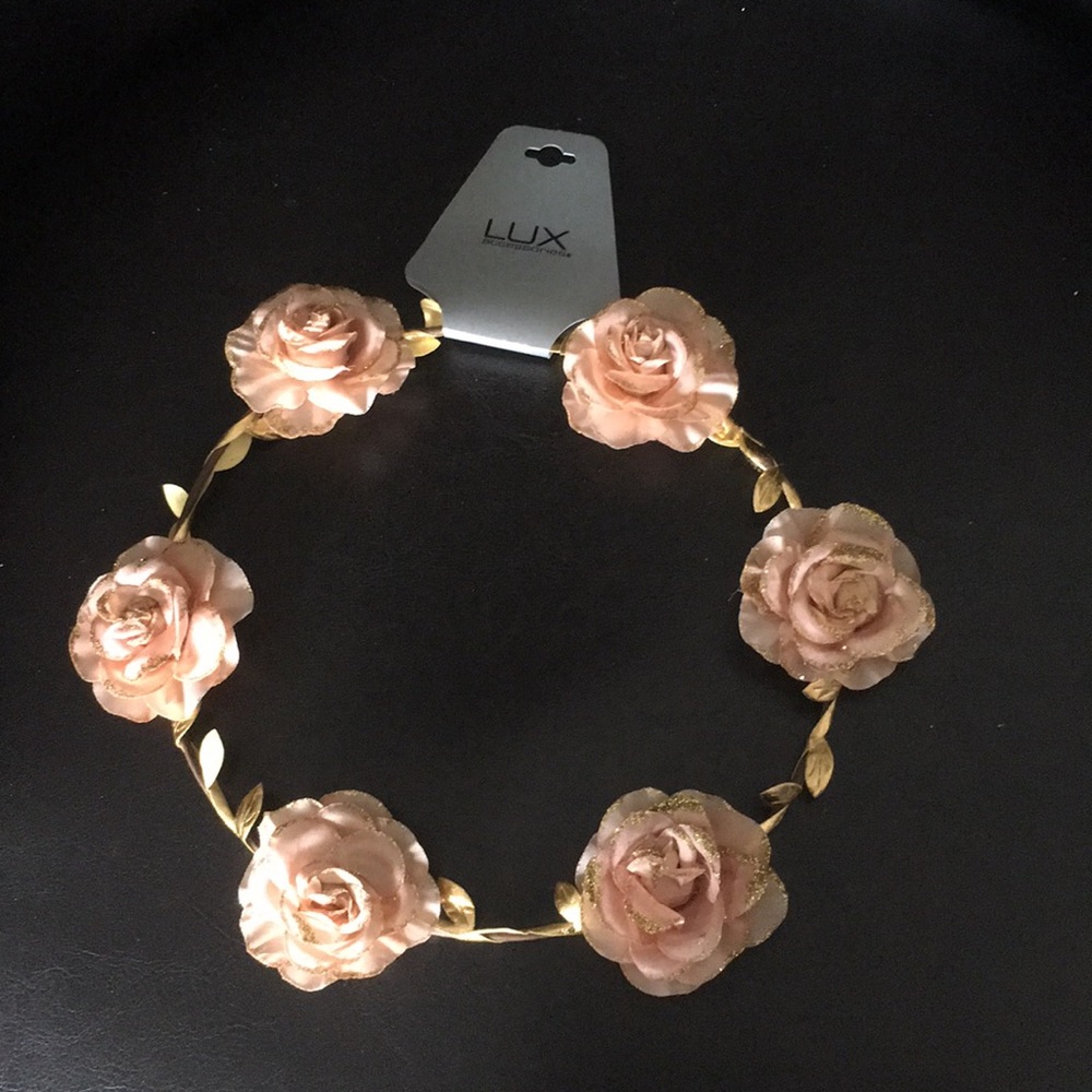 Girl's Magnificent Hair Wreath Roses Gold & Blush